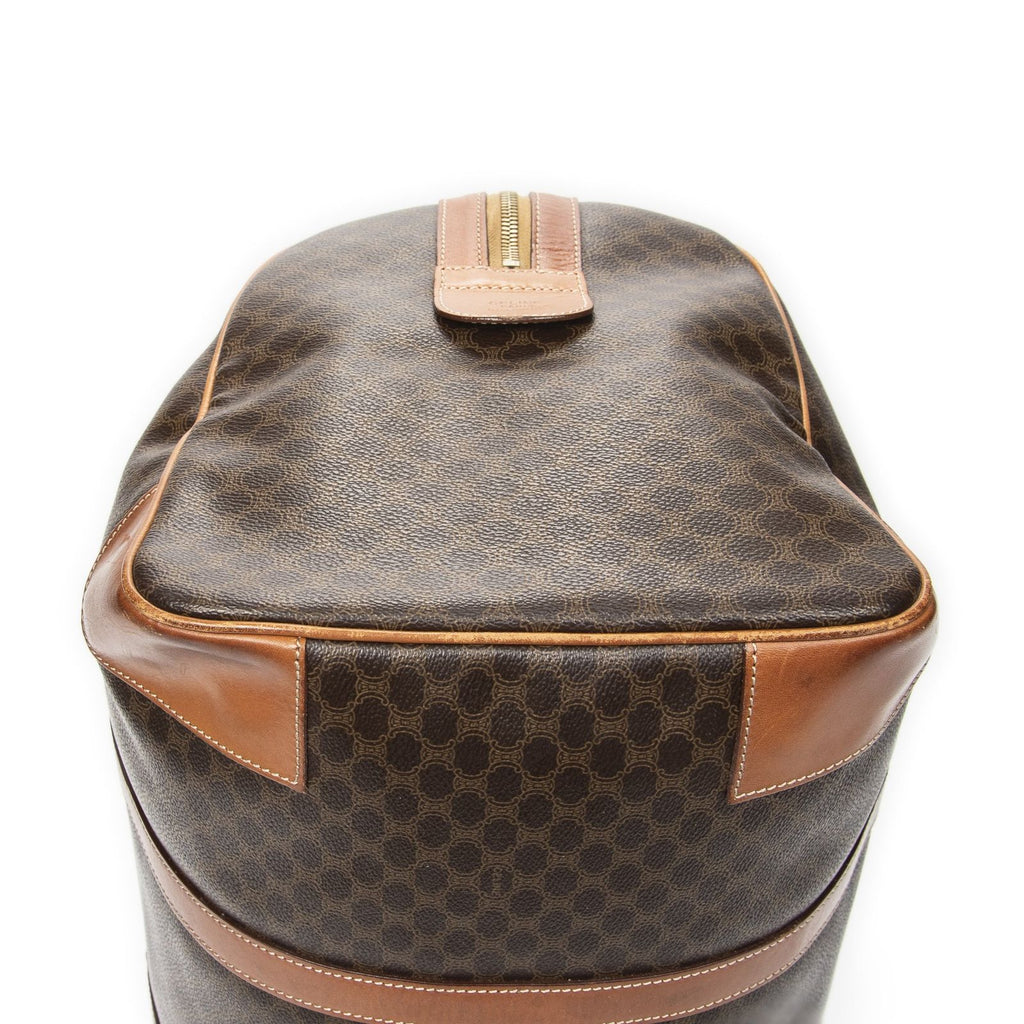 Celine Vintage Travel Boston Brown Macadam Canvas Shoulder — view 8