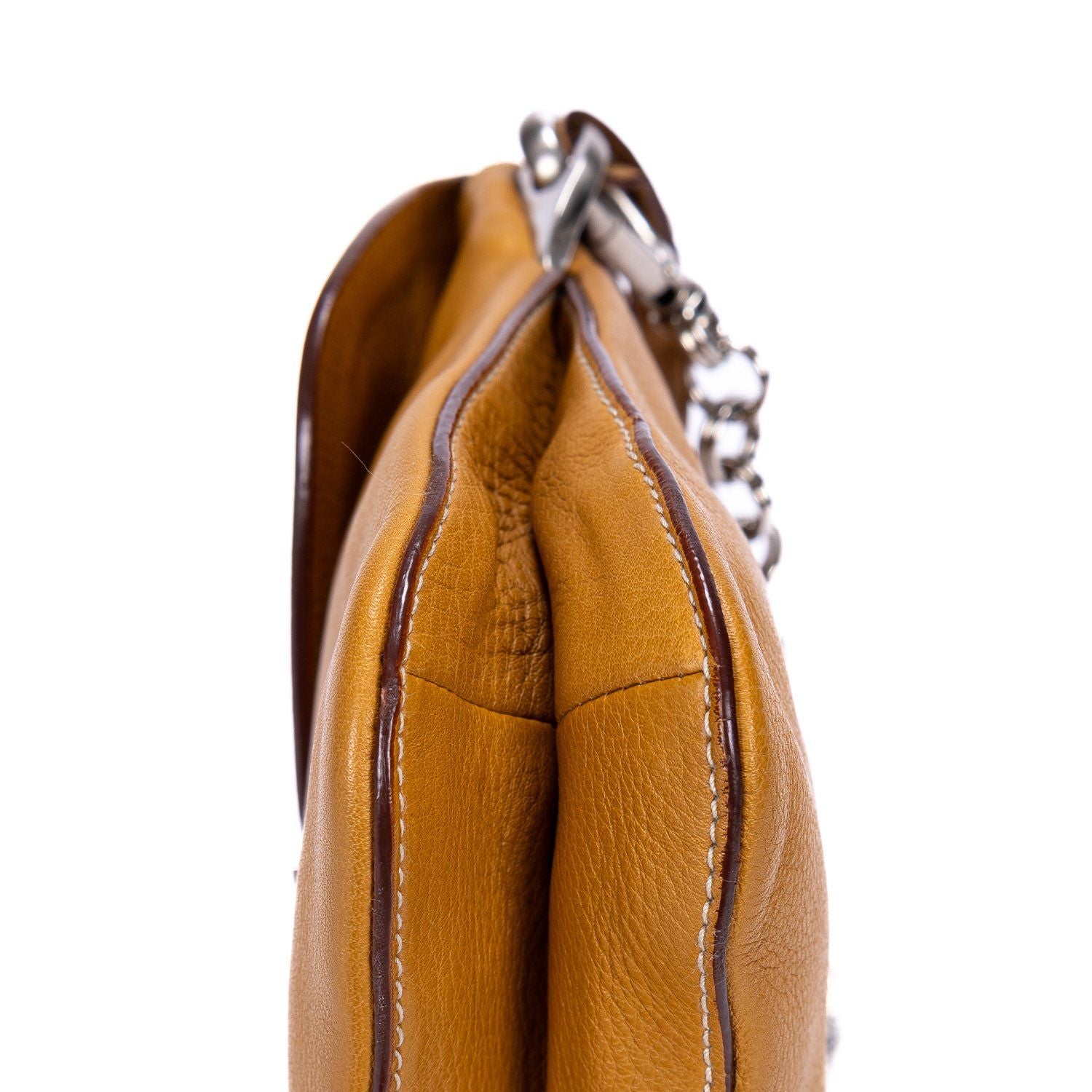 Prada CC Logo Fringe Chain Shoulder Beige Vitello Daino Messenger — view 7