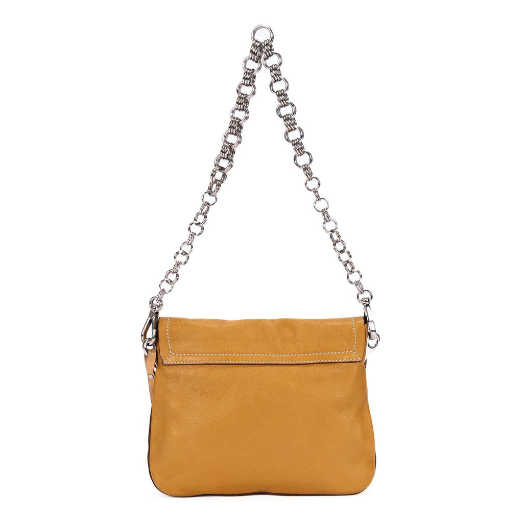 Prada CC Logo Fringe Chain Shoulder Beige Vitello Daino Messenger — view 5
