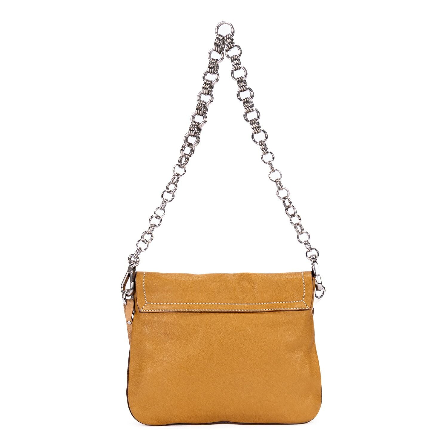 Prada CC Logo Fringe Chain Shoulder Beige Vitello Daino Messenger — view 5