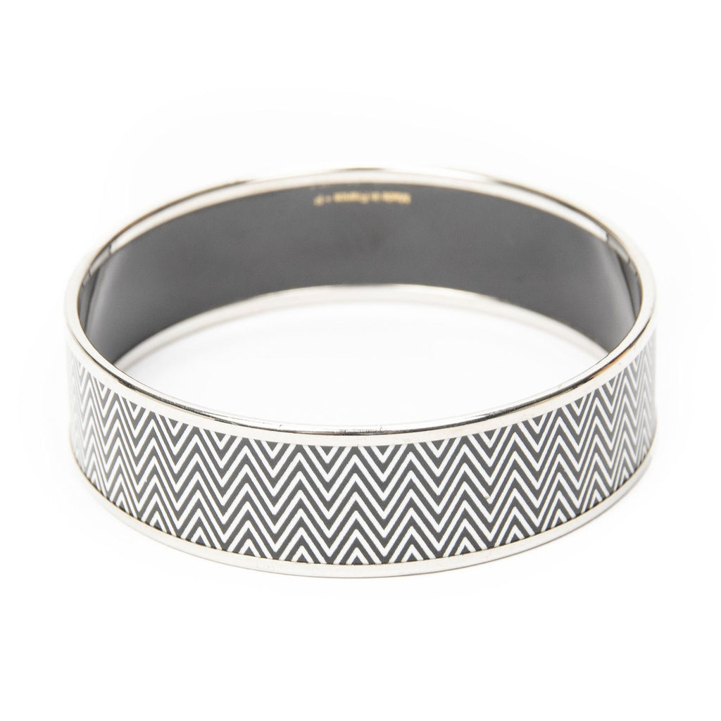 Hermes Enamel Bangle Black White Zigzag Motifa Bracelet — view 3