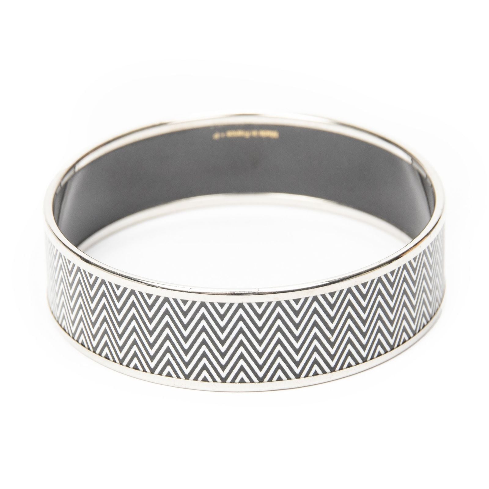 Hermes Enamel Bangle Black White Zigzag Motifa Bracelet — view 3