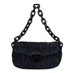 Prada Tessuto Gaufre Chain Bag Black Nylon Canvas