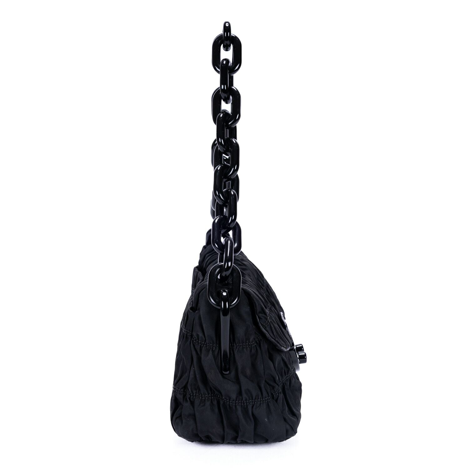 Prada Tessuto Gaufre Chain Bag Black Nylon Canvas — view 4