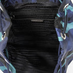 Prada Drawstring Backpack Blue Black Camouflage Nylon — view 9