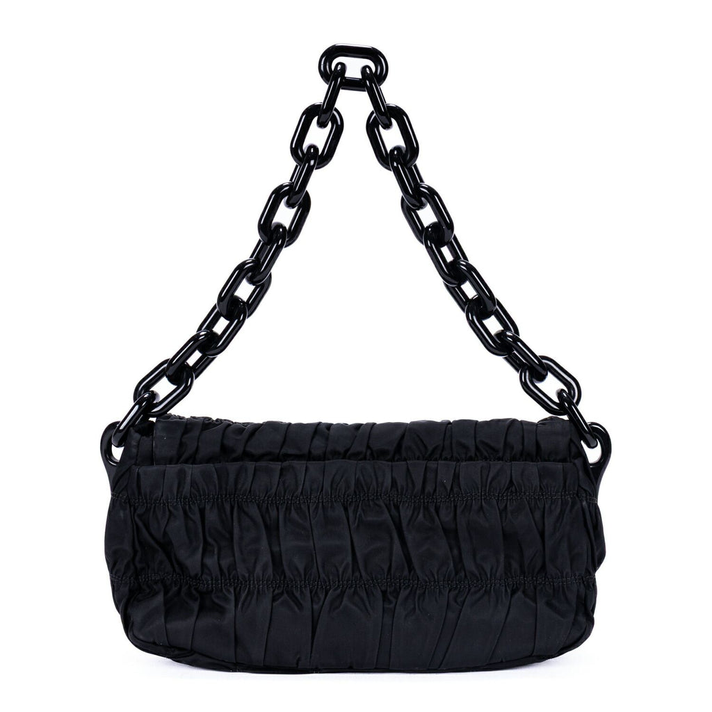 Prada Tessuto Gaufre Chain Bag Black Nylon Canvas — view 5