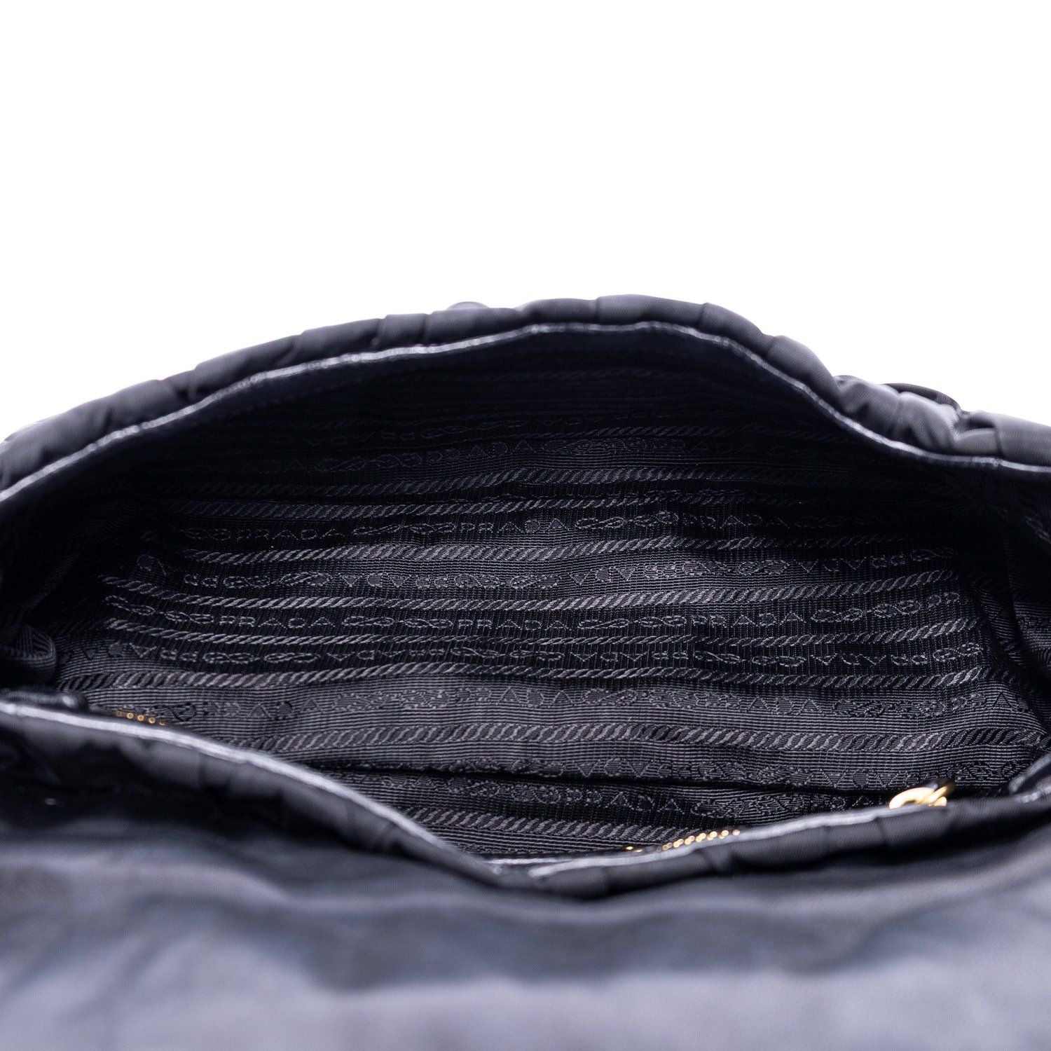 Prada Tessuto Gaufre Chain Bag Black Nylon Canvas — view 9