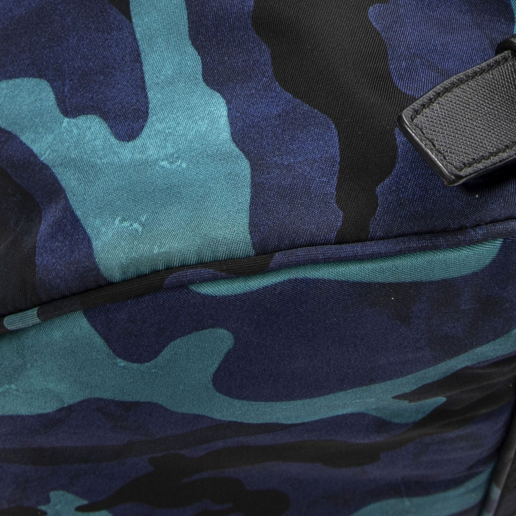 Prada Drawstring Backpack Blue Black Camouflage Nylon — view 8