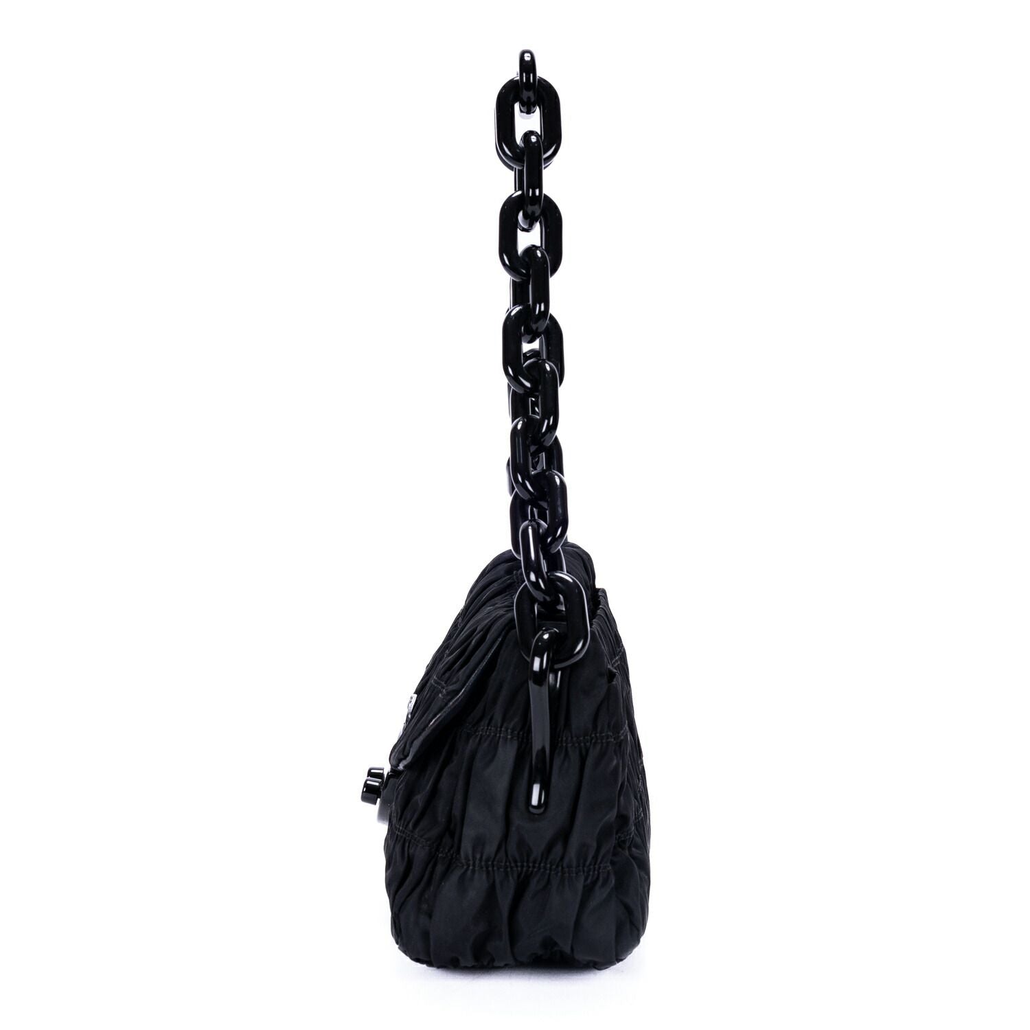 Prada Tessuto Gaufre Chain Bag Black Nylon Canvas — view 3