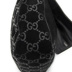 Gucci Vintage Flap Top Handle Black GG Suede Leather — view 7