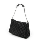 Gucci Vintage Flap Top Handle Black GG Suede Leather — view 2
