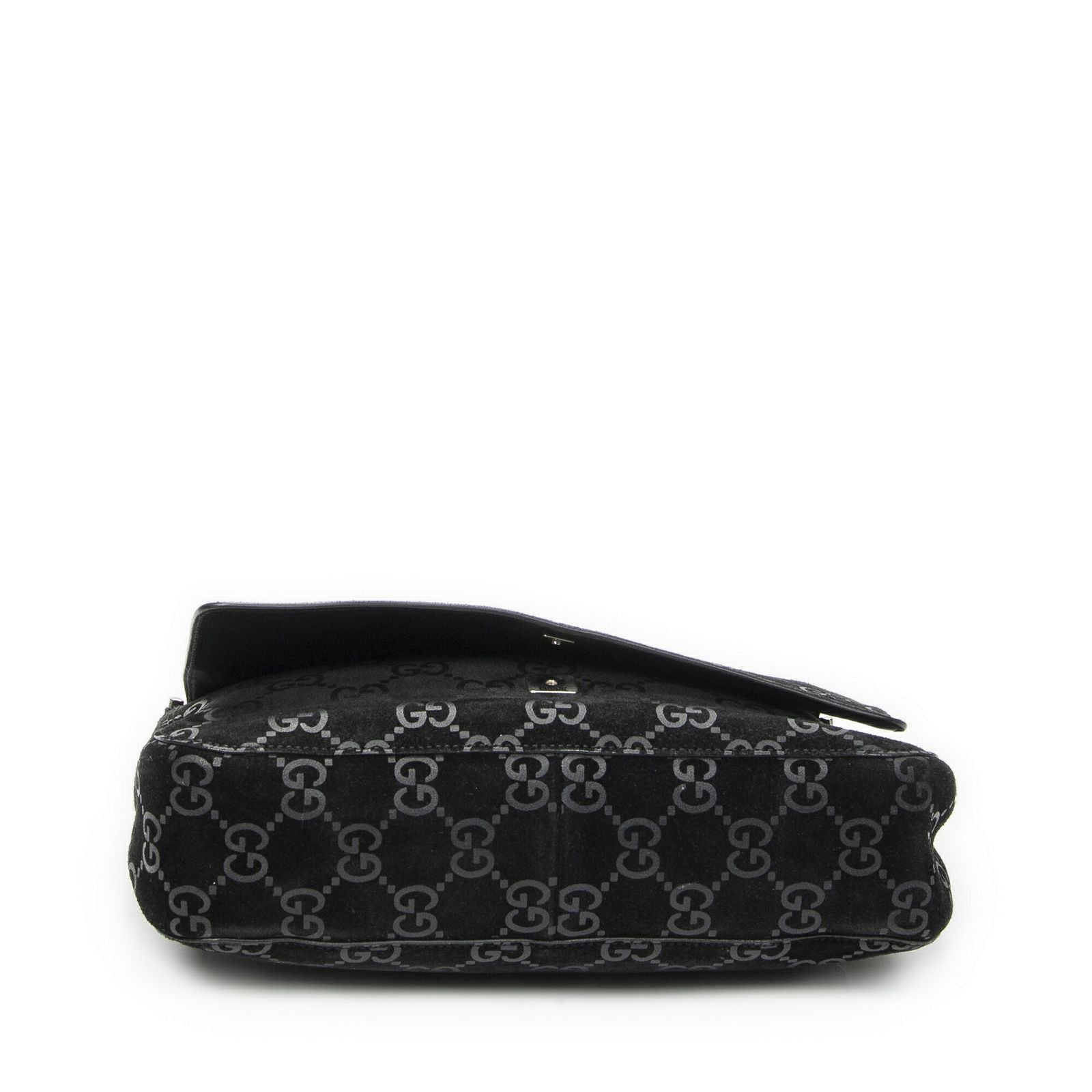 Gucci Vintage Flap Top Handle Black GG Suede Leather — view 6