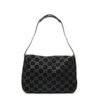 Gucci Vintage Flap Top Handle Black GG Suede Leather — view 5