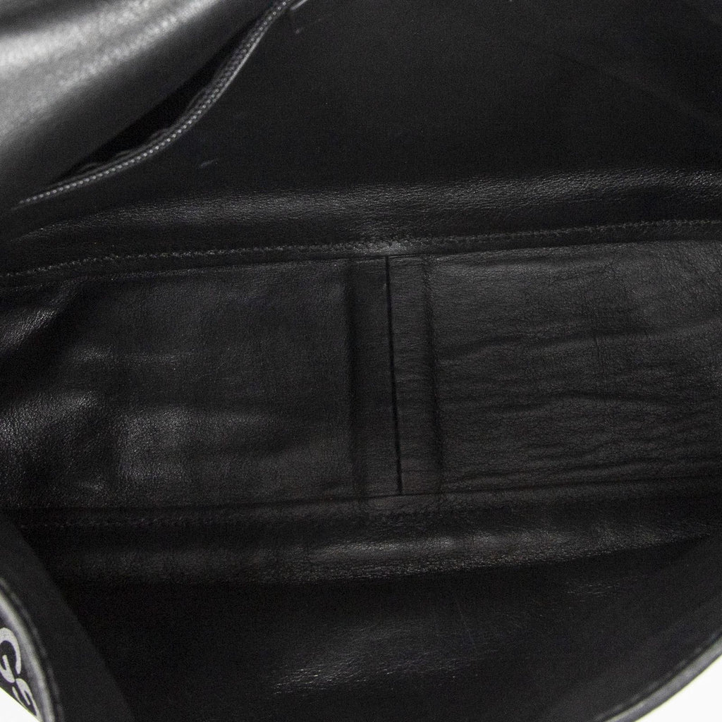 Gucci Vintage Flap Top Handle Black GG Suede Leather — view 9