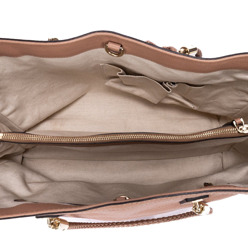 Gucci Bella Bamboo Pink Spike Calfskin Leather Messenger — view 9