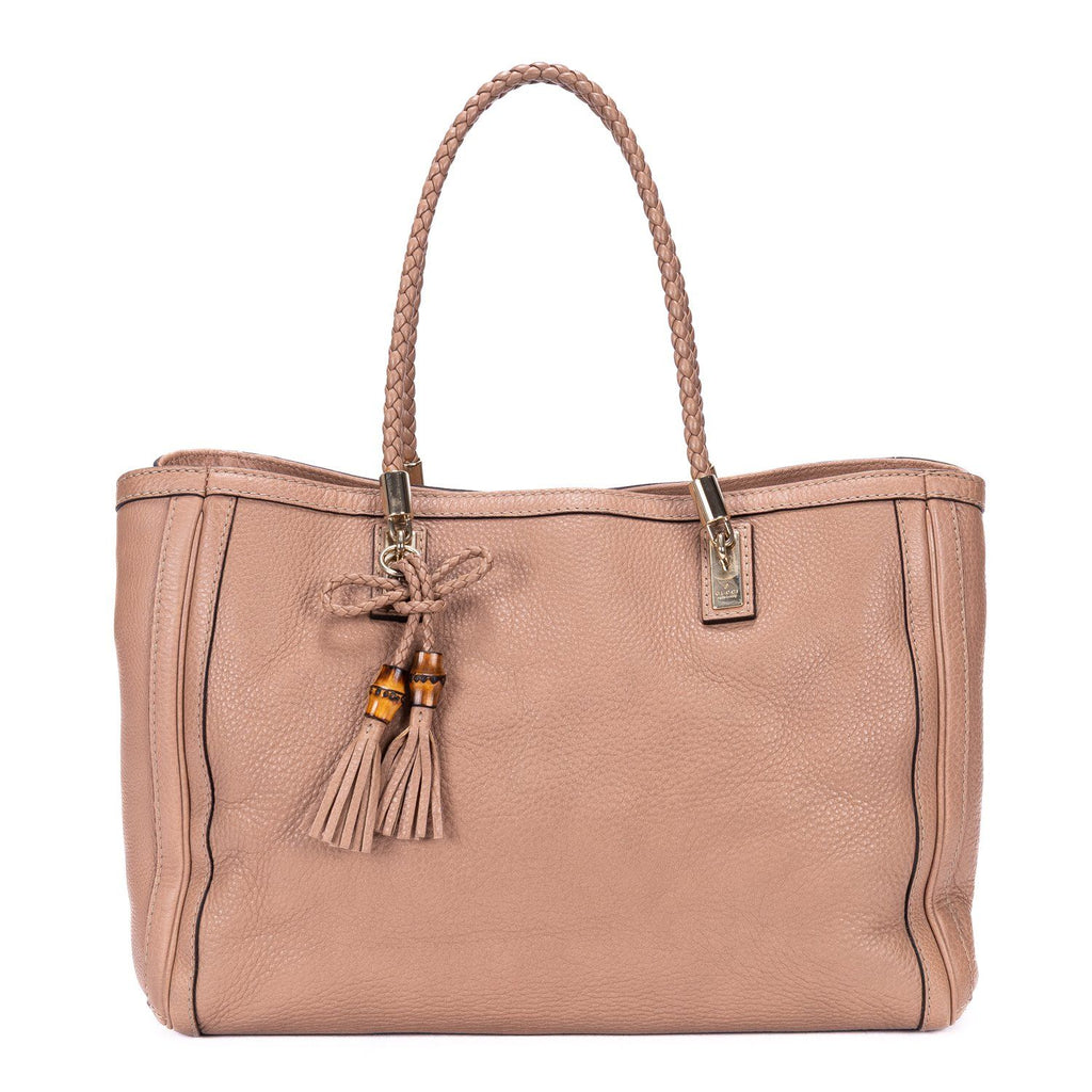 Gucci Bella Bamboo Pink Spike Calfskin Leather Messenger