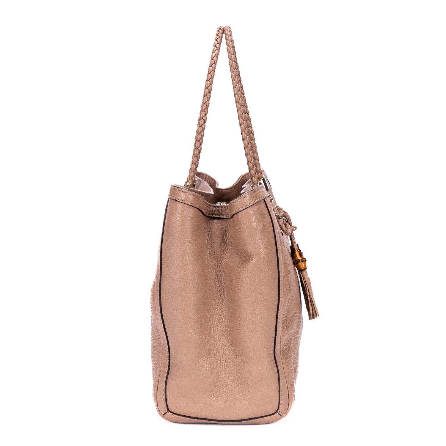 Gucci Bella Bamboo Pink Spike Calfskin Leather Messenger — view 4