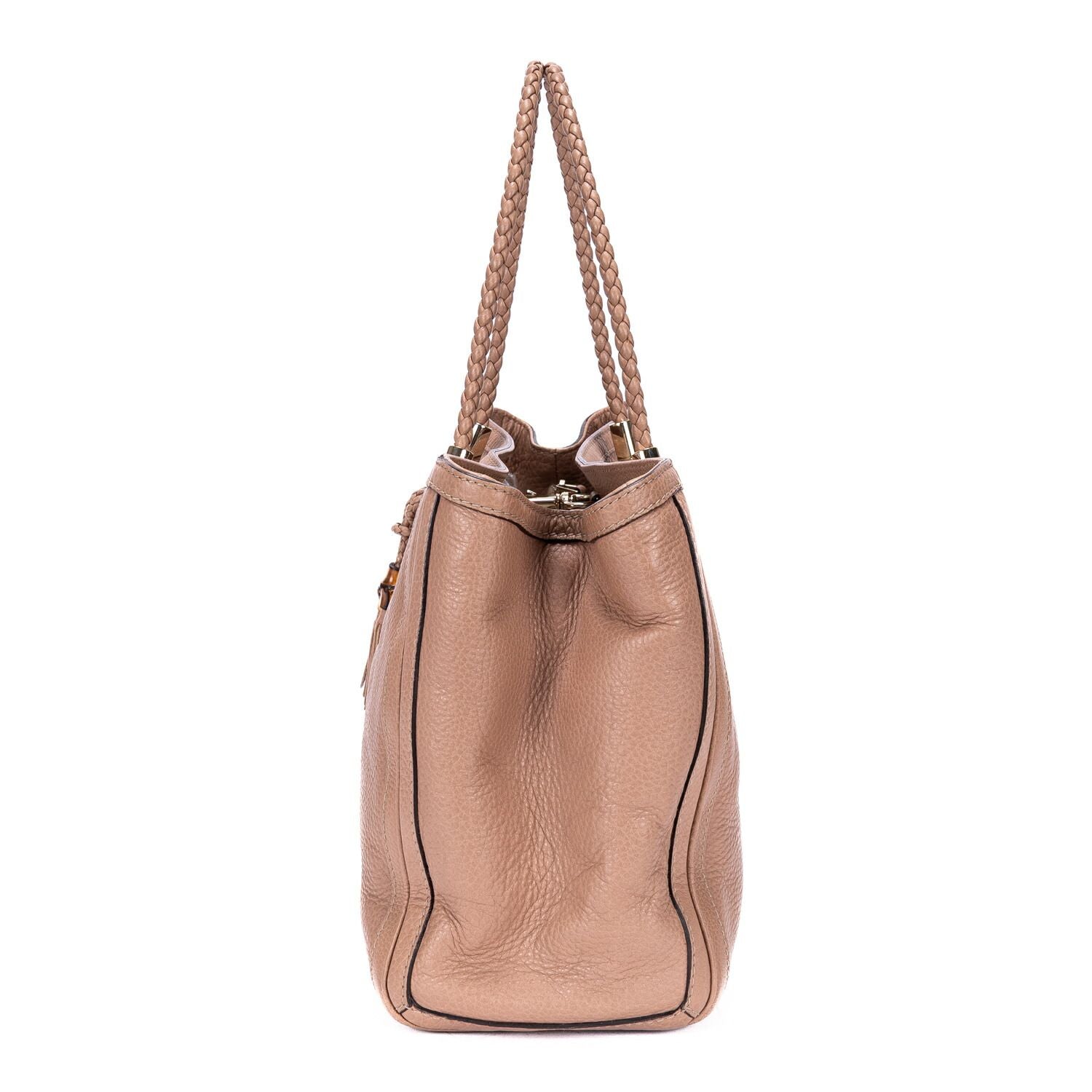 Gucci Bella Bamboo Pink Spike Calfskin Leather Messenger — view 3