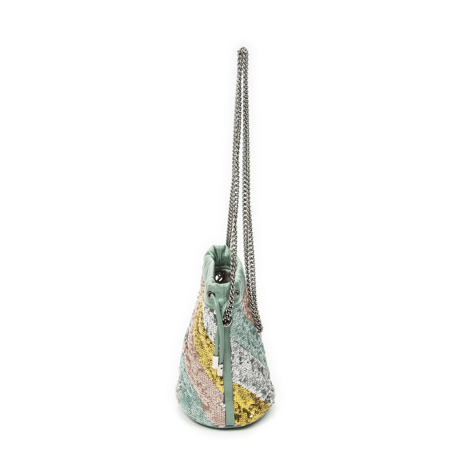Gucci Small GG Marmont Chain Crossbody Mint Bluesequin Embellished Quilted — view 3