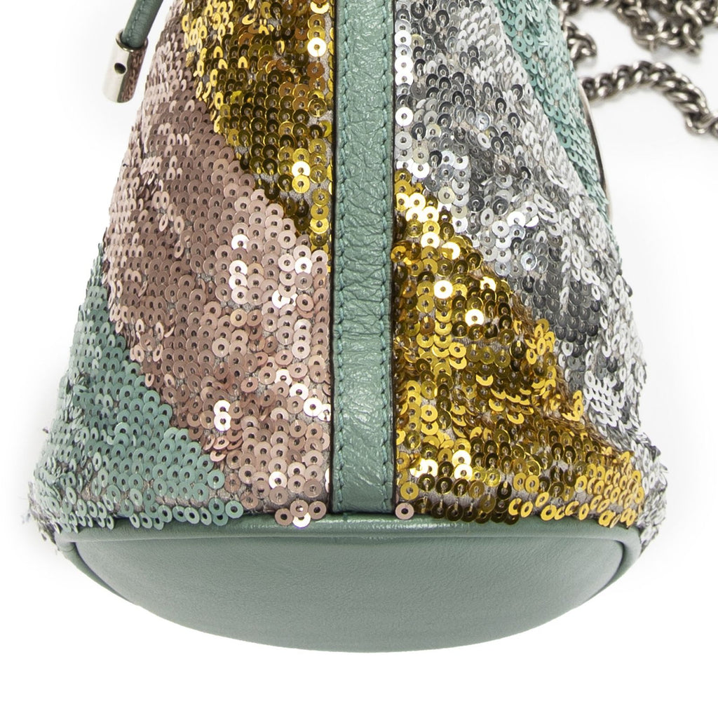 Gucci Small GG Marmont Chain Crossbody Mint Bluesequin Embellished Quilted — view 7