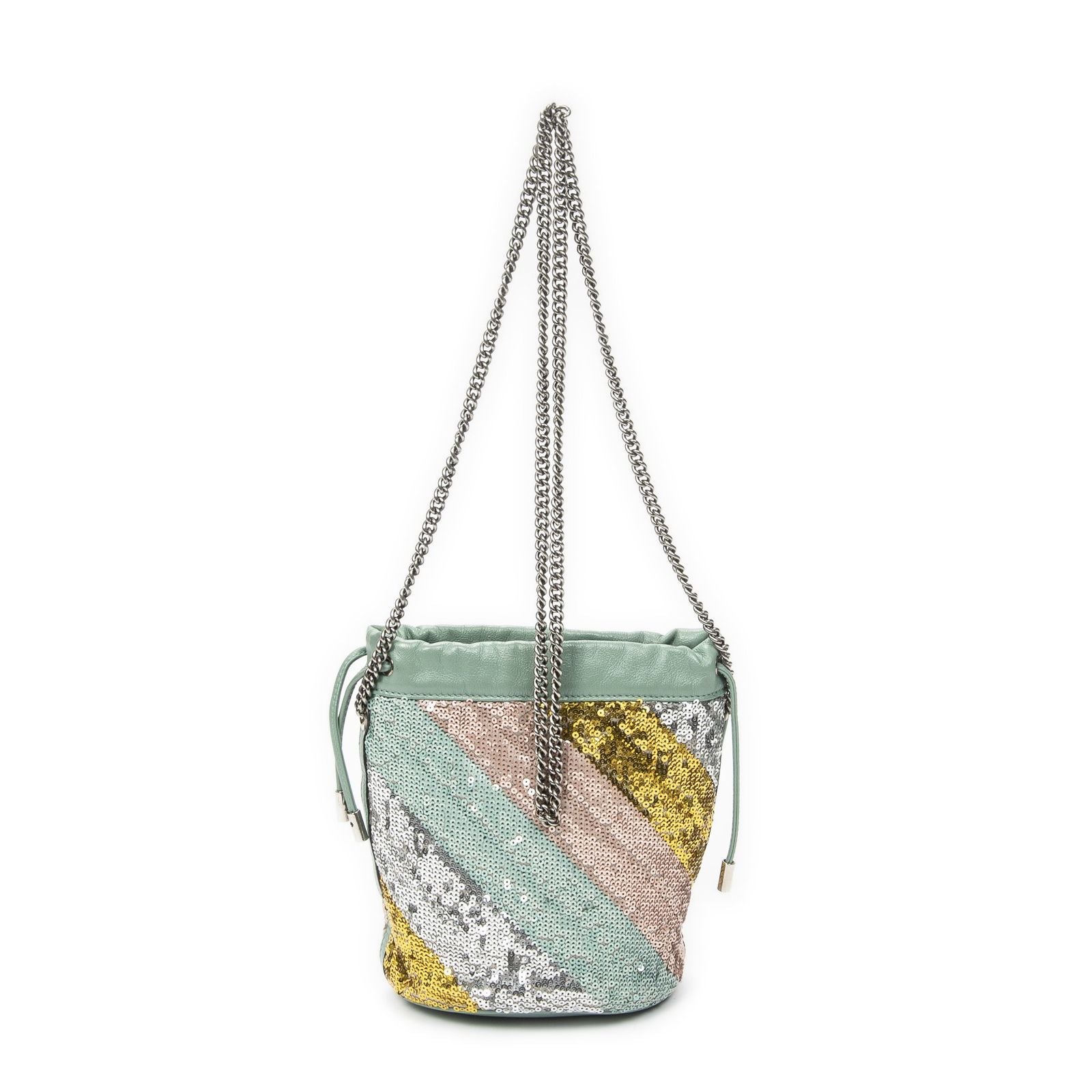 Gucci Small GG Marmont Chain Crossbody Mint Bluesequin Embellished Quilted — view 5