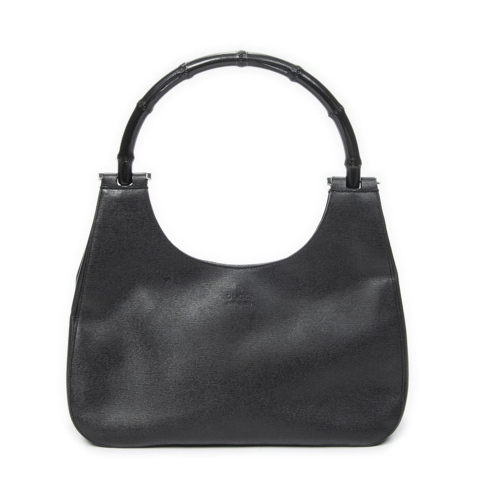 Gucci Bamboo Hobo Black Texture Leather