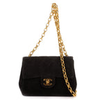 Chanel Square Classic Single Flap Black Suede Leather