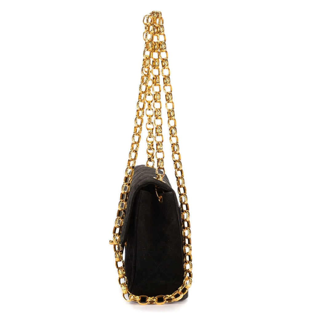 Chanel Square Classic Single Flap Black Suede Leather — view 3