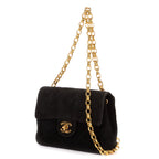 Chanel Square Classic Single Flap Black Suede Leather — view 2