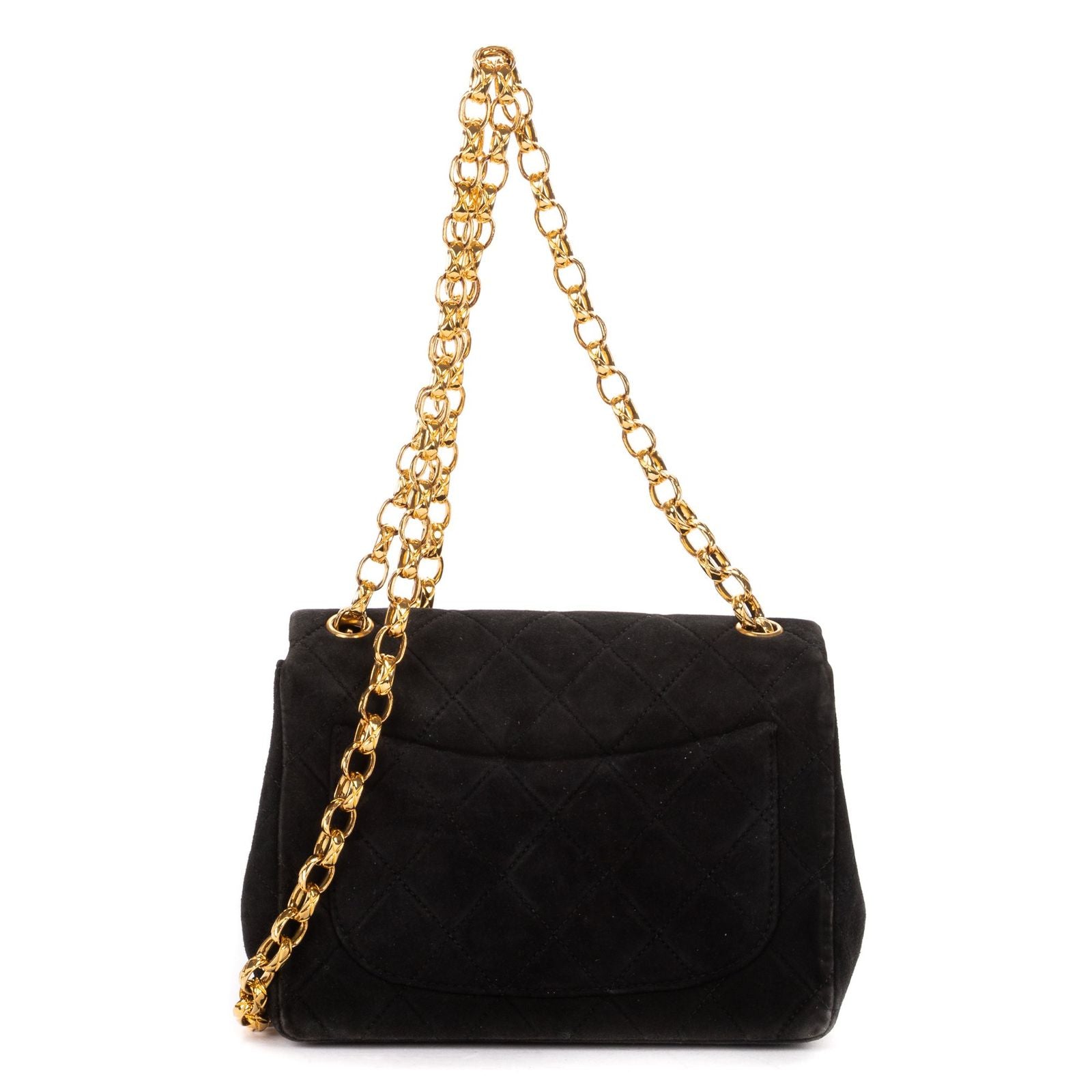 Chanel Square Classic Single Flap Black Suede Leather — view 5