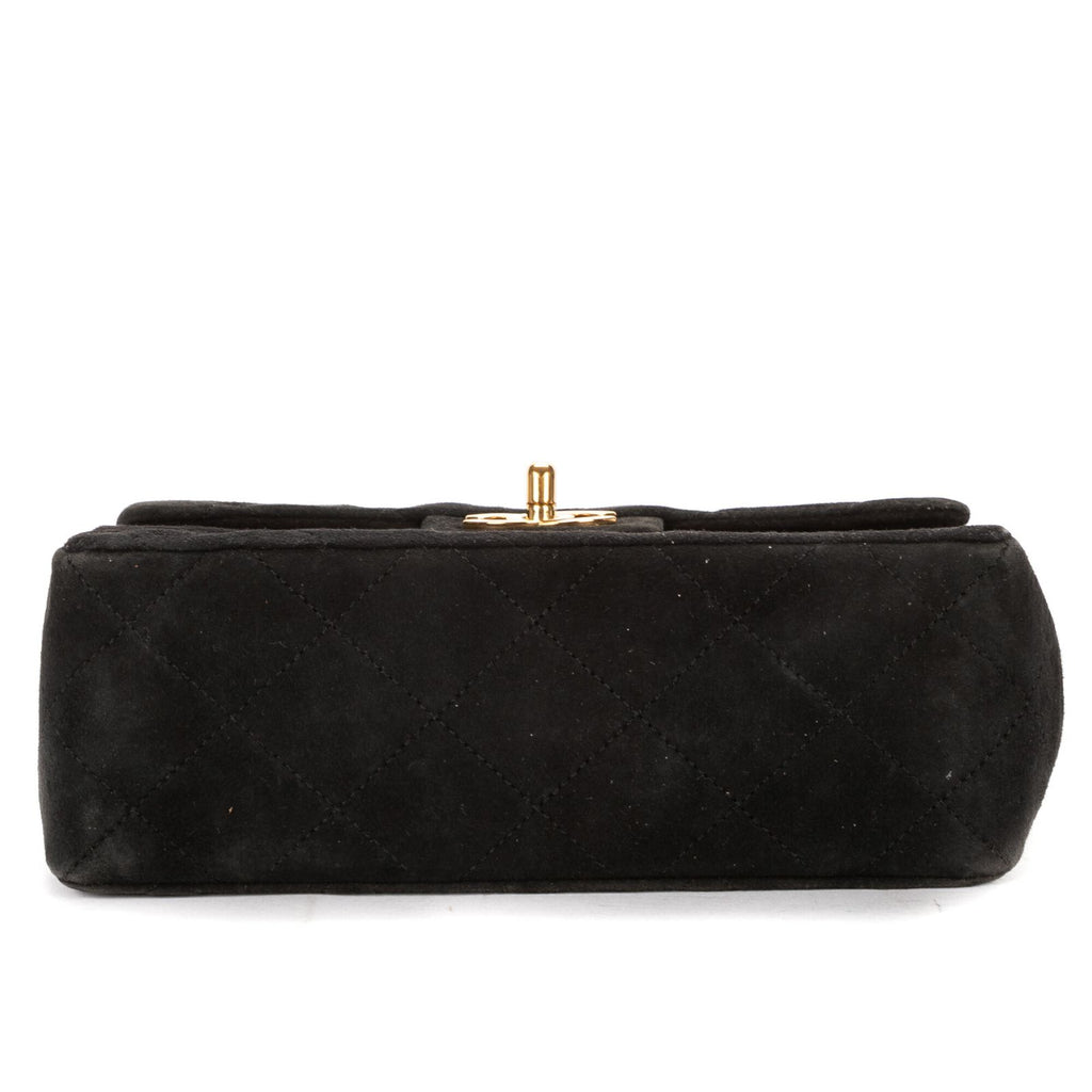 Chanel Square Classic Single Flap Black Suede Leather — view 6