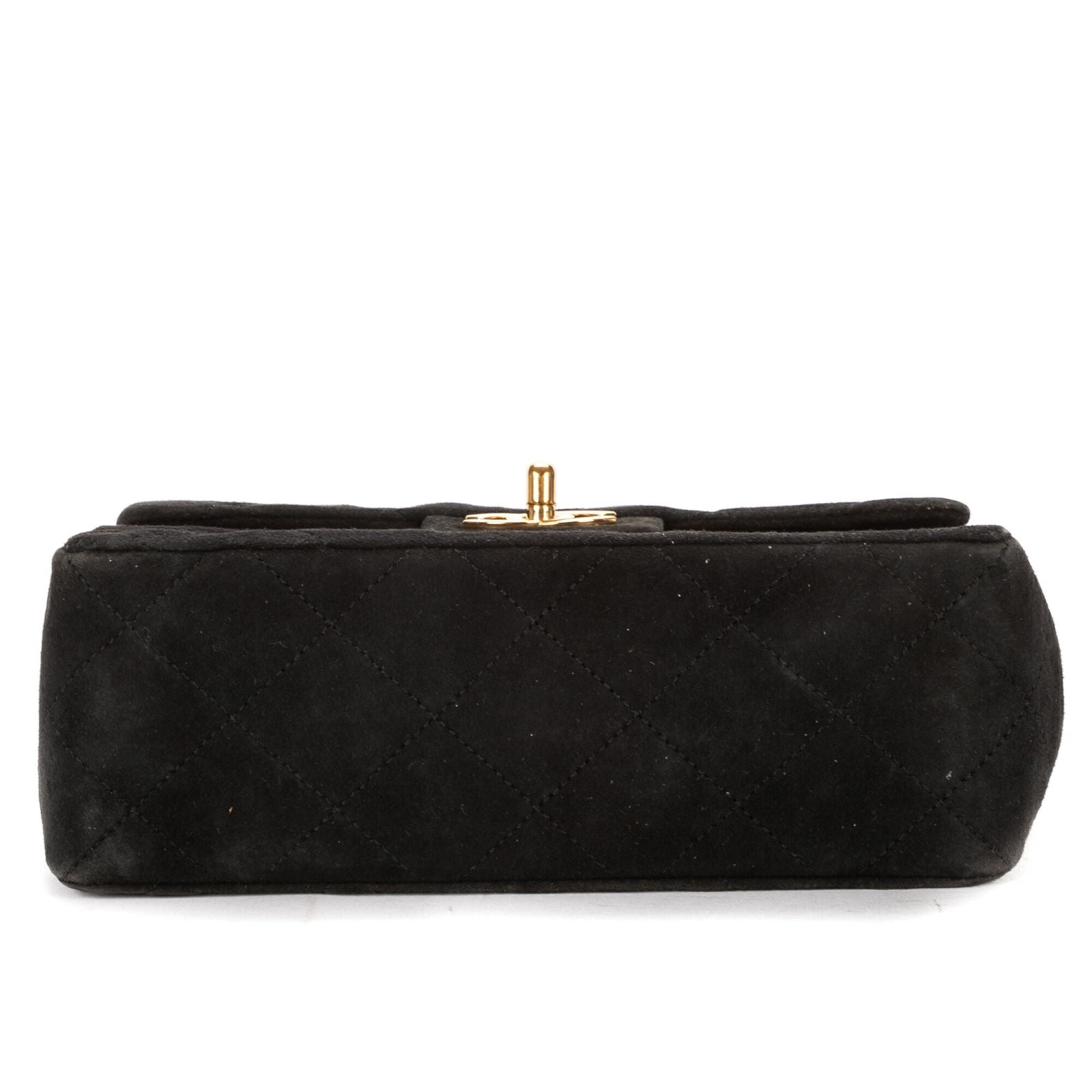 Chanel Square Classic Single Flap Black Suede Leather — view 6
