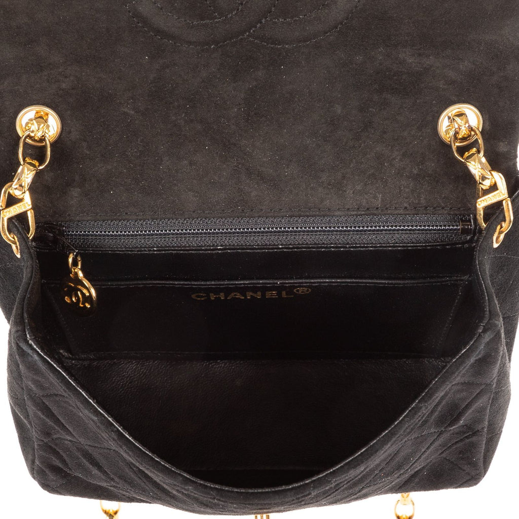 Chanel Square Classic Single Flap Black Suede Leather — view 9