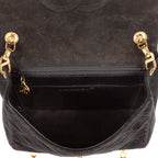 Chanel Square Classic Single Flap Black Suede Leather — view 9