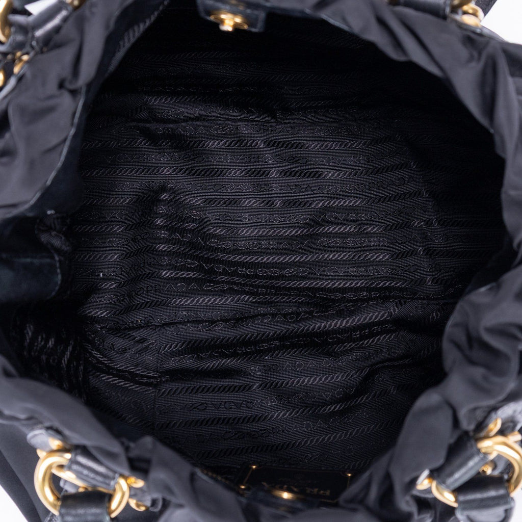 Prada Tessuto Gaufre 2-Way Tote Black Canvas — view 9