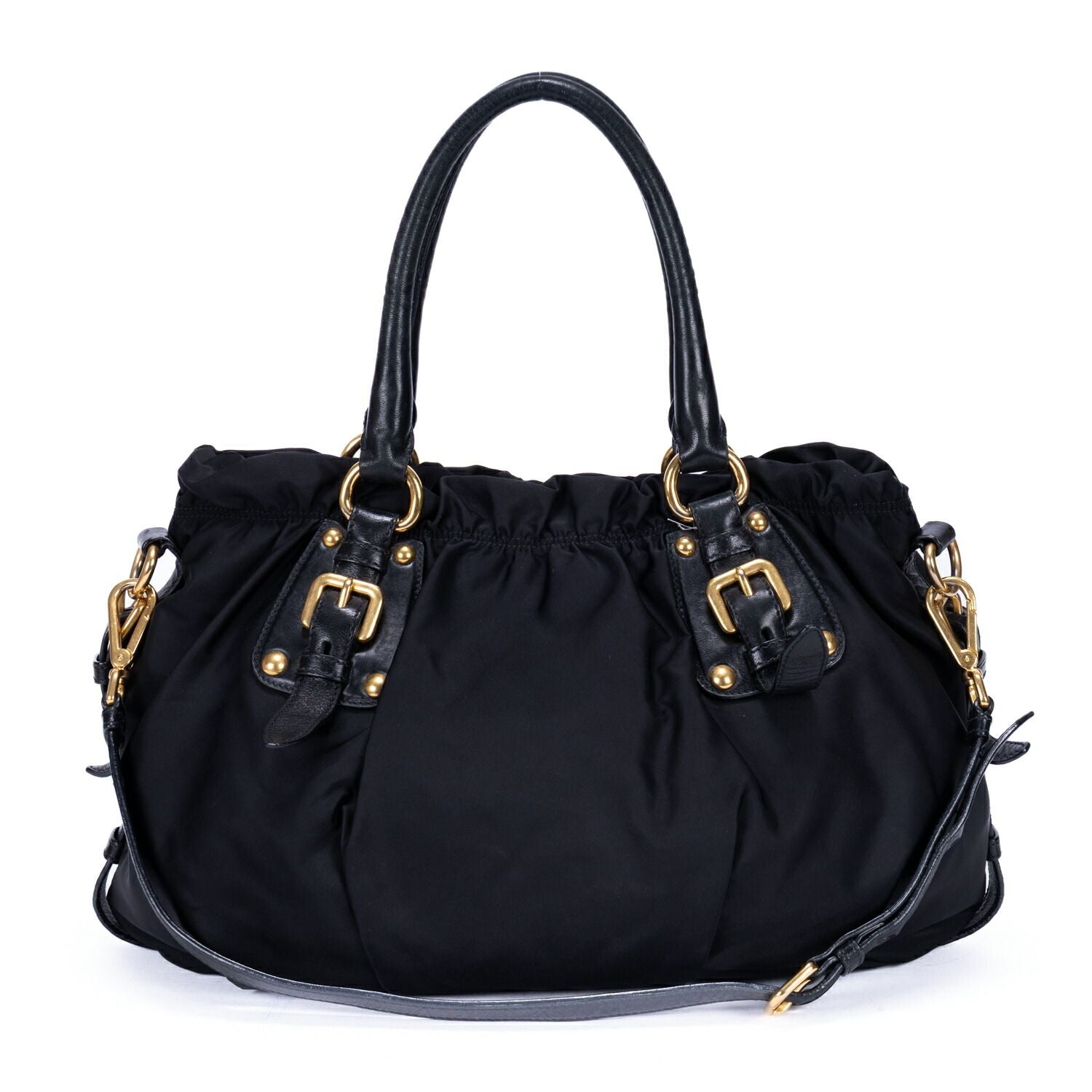 Prada Tessuto Gaufre 2-Way Tote Black Canvas — view 5