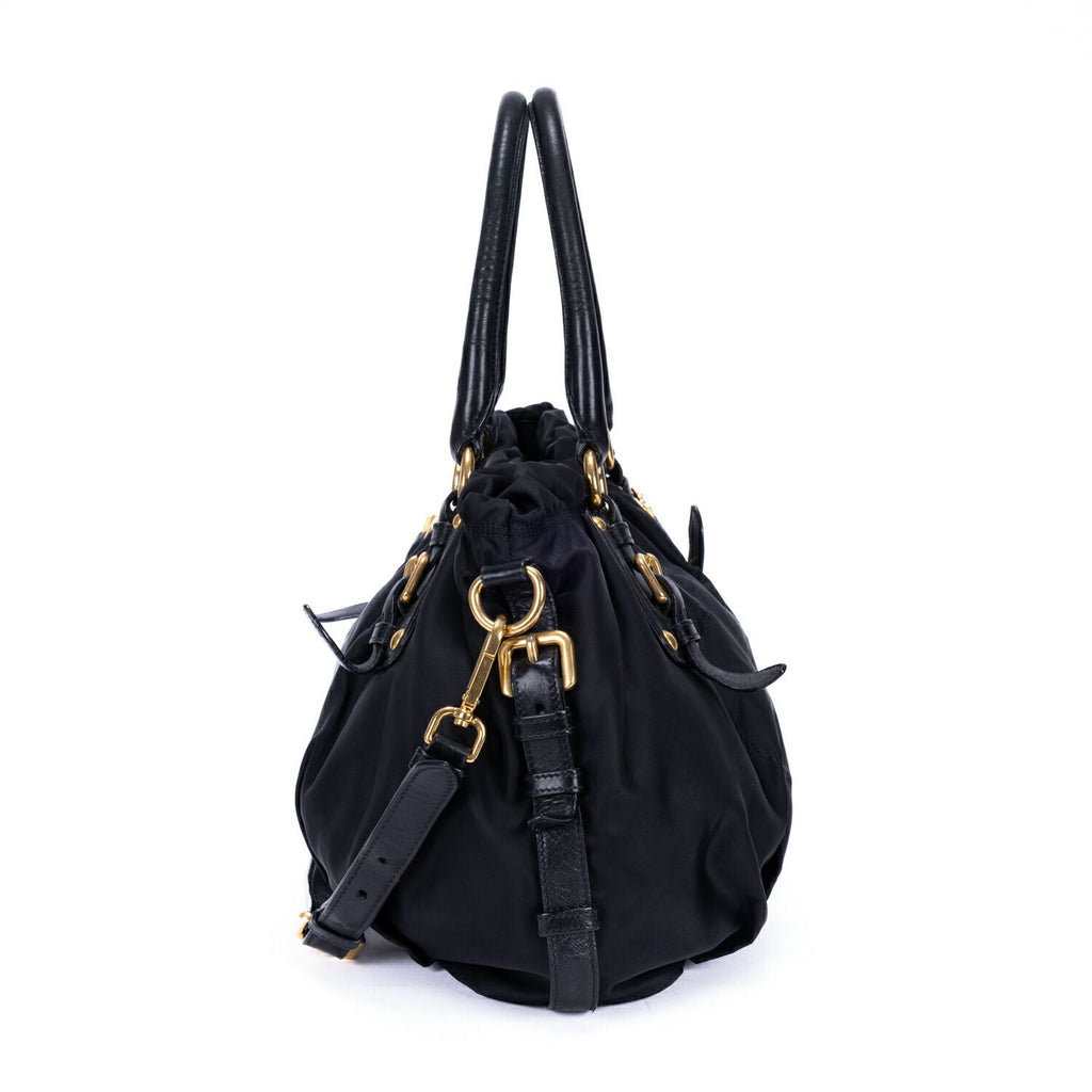 Prada Tessuto Gaufre 2-Way Tote Black Canvas — view 4