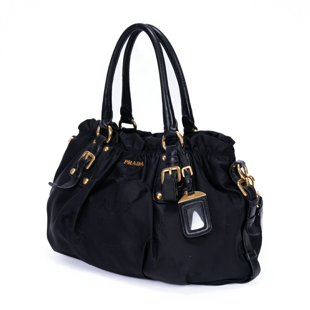 Prada Tessuto Gaufre 2-Way Tote Black Canvas — view 2