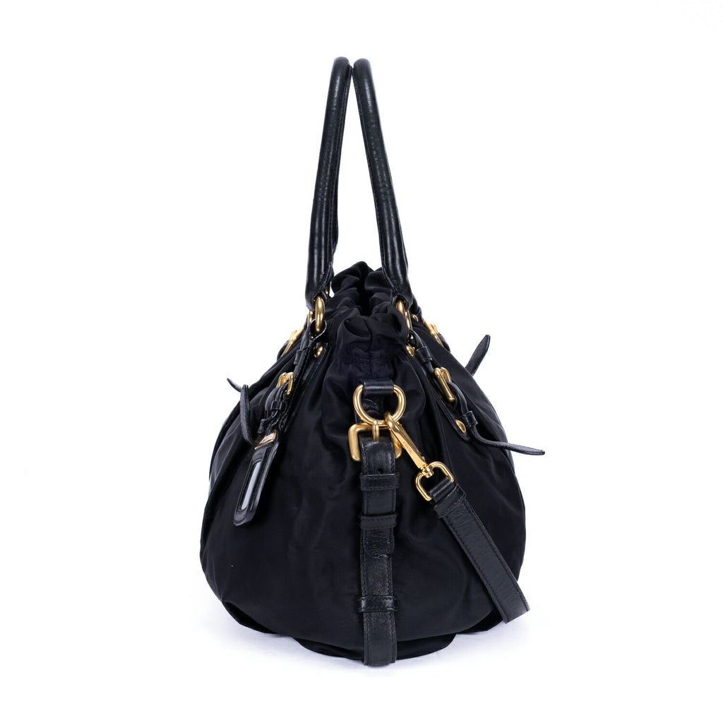 Prada Tessuto Gaufre 2-Way Tote Black Canvas — view 3