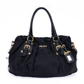 Prada Tessuto Gaufre 2-Way Tote Black Canvas