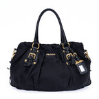 Prada Tessuto Gaufre 2-Way Tote Black Canvas