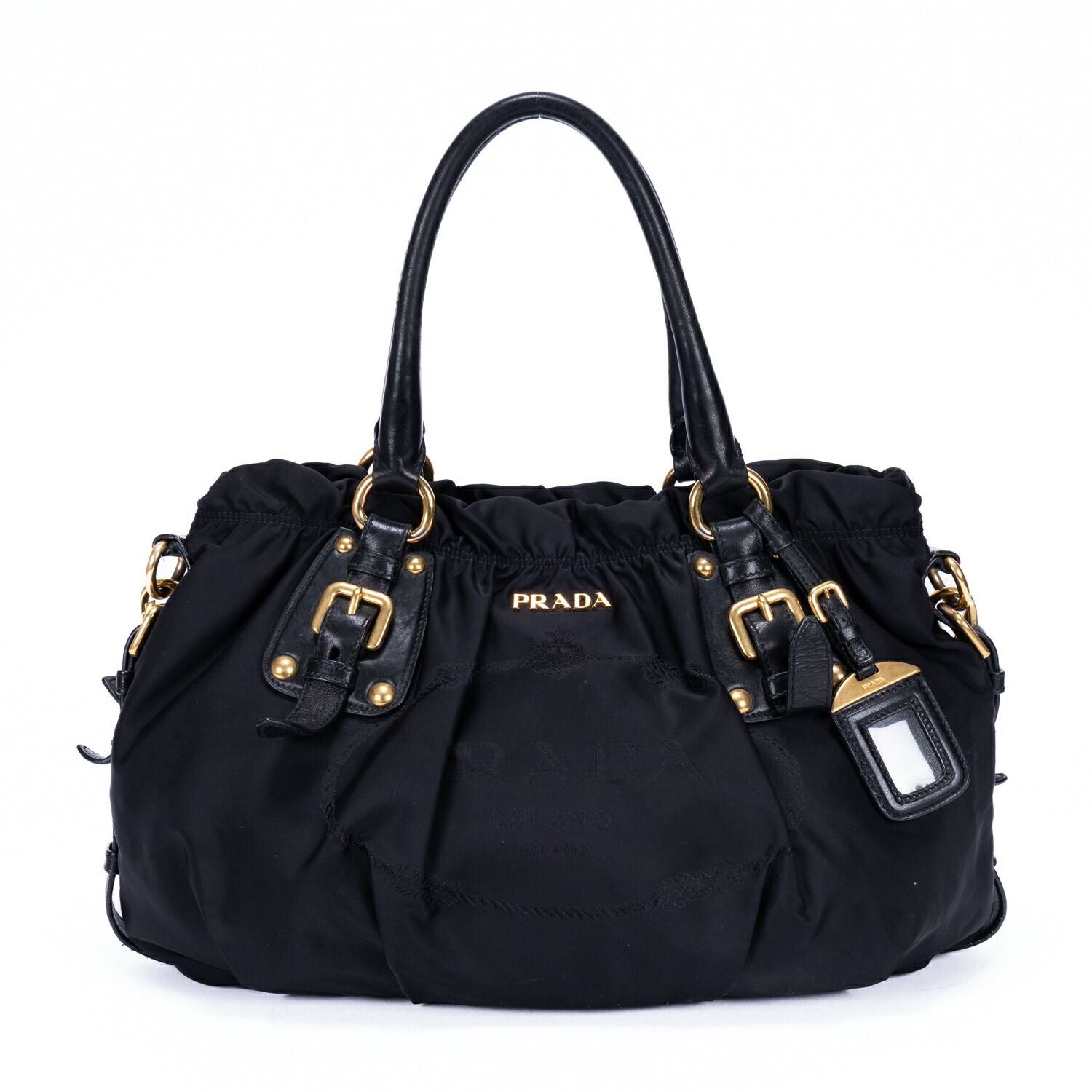 Prada Tessuto Gaufre 2-Way Tote Black Canvas