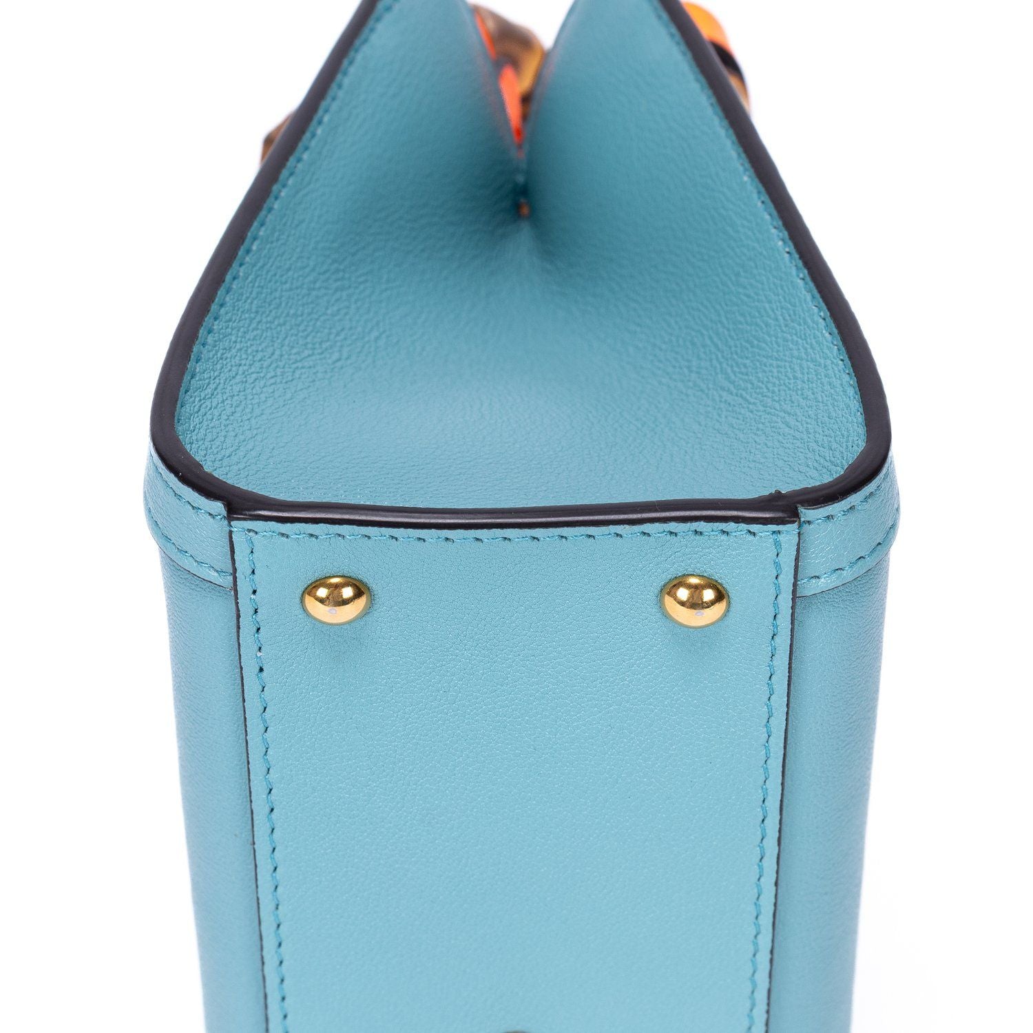 Gucci Small Bamboo Tote Blue Calfskin Leather — view 7