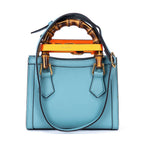 Gucci Small Bamboo Tote Blue Calfskin Leather — view 5