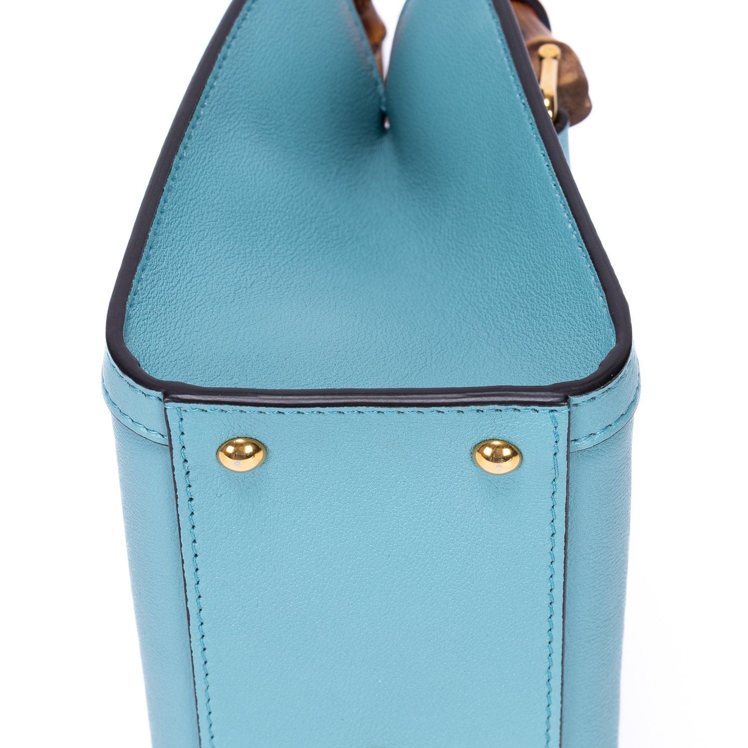 Gucci Small Bamboo Tote Blue Calfskin Leather — view 8