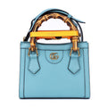 Gucci Small Bamboo Tote Blue Calfskin Leather