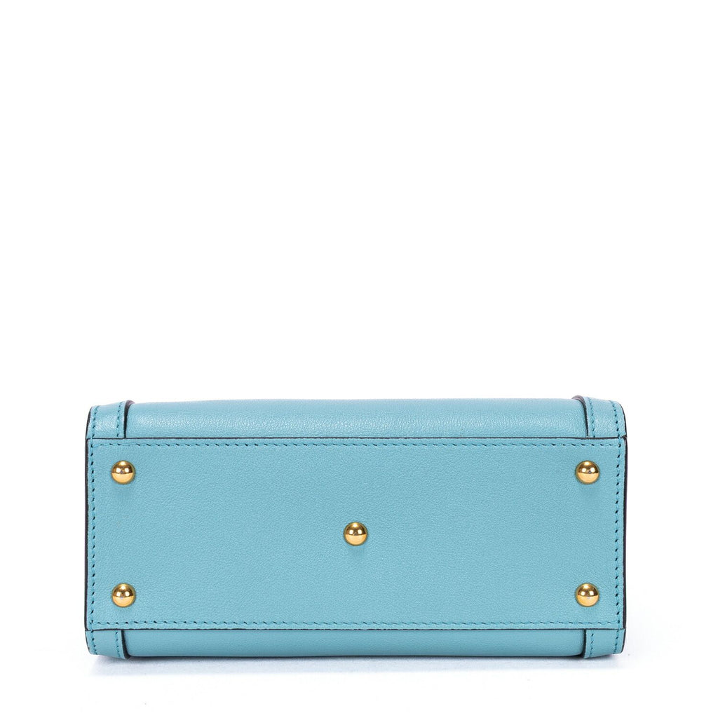 Gucci Small Bamboo Tote Blue Calfskin Leather — view 6
