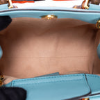 Gucci Small Bamboo Tote Blue Calfskin Leather — view 9
