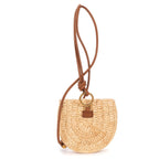 Saint Laurent Raffia Mini Round Crossbody Beige Brown Spiral Embellishment — view 5