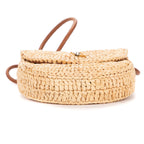 Saint Laurent Raffia Mini Round Crossbody Beige Brown Spiral Embellishment — view 6